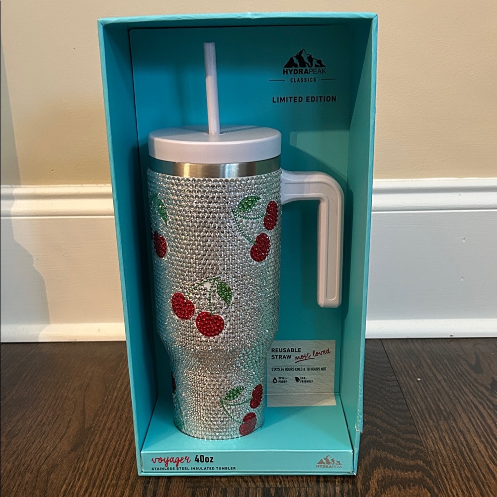 🍒 Hydrapeak Limited Edition Cherry Steel Tumbler Rhinestones 🍒